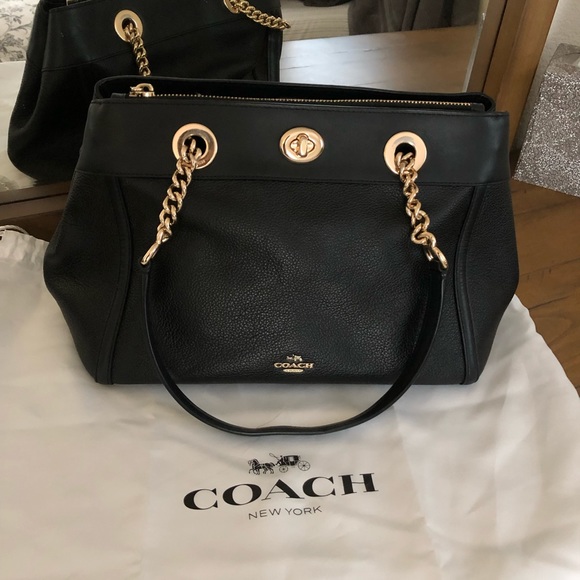 Coach Bags Black Coach Lexi Chain Pebble Leather Should Bag Poshmark